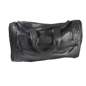 TUMI black leather duffle bag travel smaller-mid size crossbody